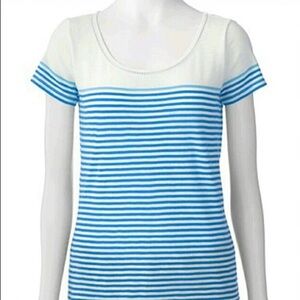 Blue, Mint, White Striped Top